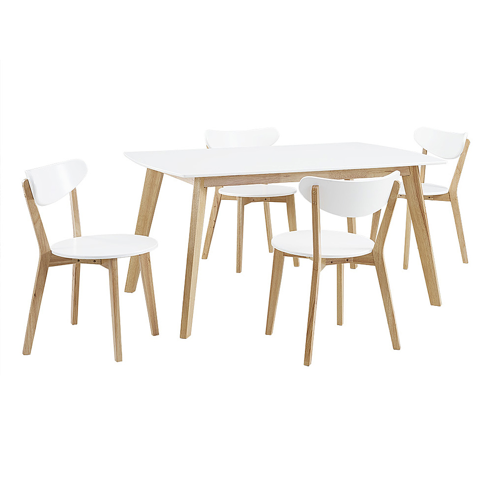 Best Buy: Walker Edison Retro Modern 5-Piece Dining Set White/Natural ...