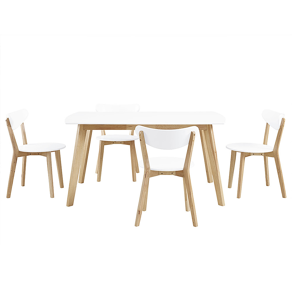 Best Buy: Walker Edison Retro Modern 5-Piece Dining Set White/Natural ...