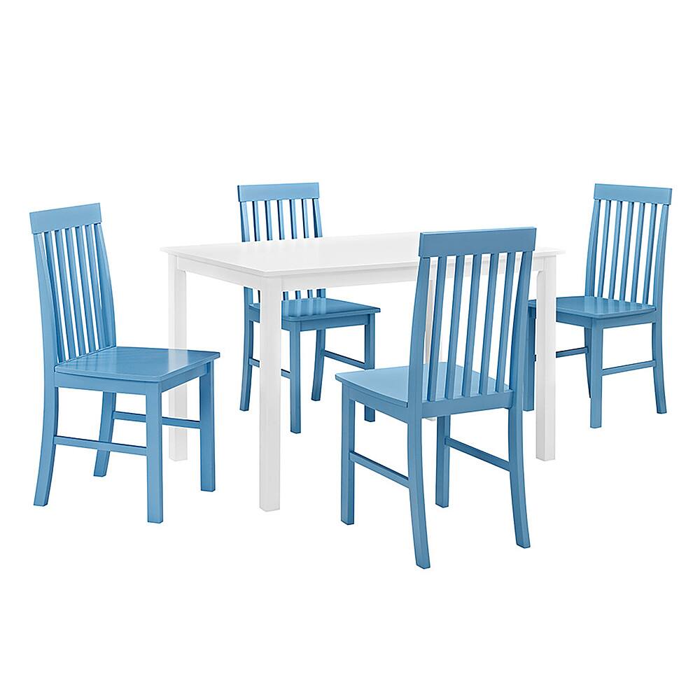 Angle View: Walker Edison - Modern Rectangular 5-Piece Wood Kitchen Dining Set - Powder Blue/White