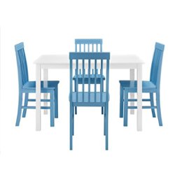 Walker Edison - Modern Rectangular 5-Piece Wood Kitchen Dining Set - Powder Blue/White - Front_Zoom