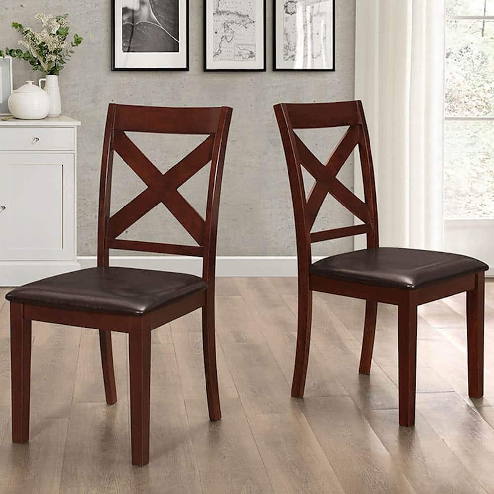 Best Buy: Walker Edison X-Back Wood Dining Chairs (Set of 2) Espresso ...
