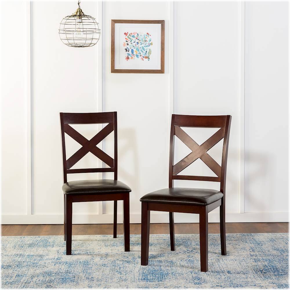 Best Buy Walker Edison XBack Wood Dining Chairs (Set of 2) Espresso