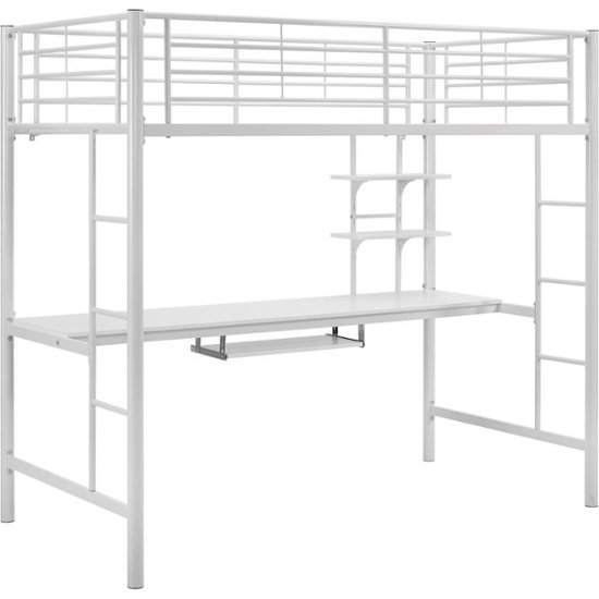 Walker Edison Premium Twin Size Loft, White Twin Loft Bed