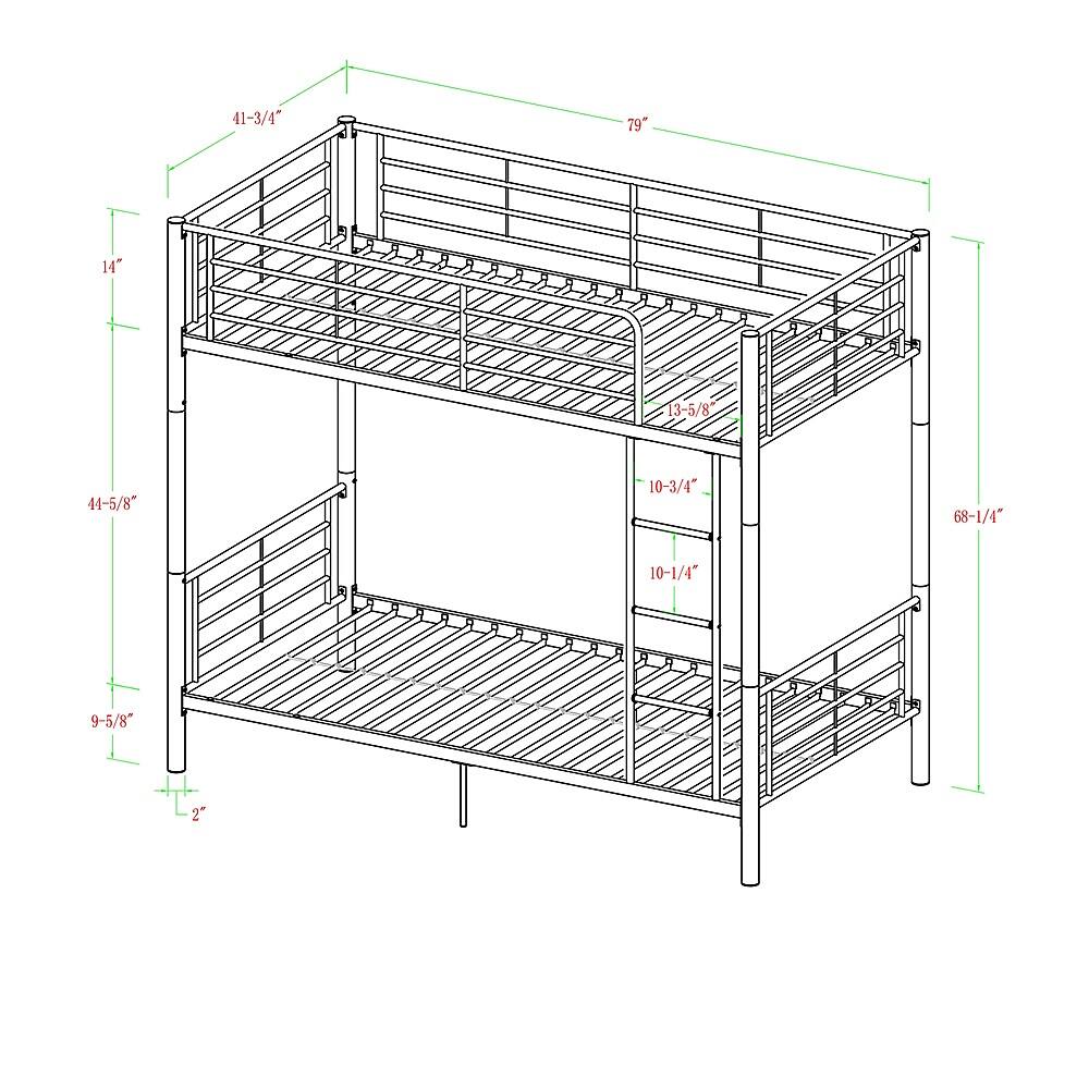 Best Buy: Walker Edison Premium Twin over Twin Bunk Bed Silver BBTOTSL