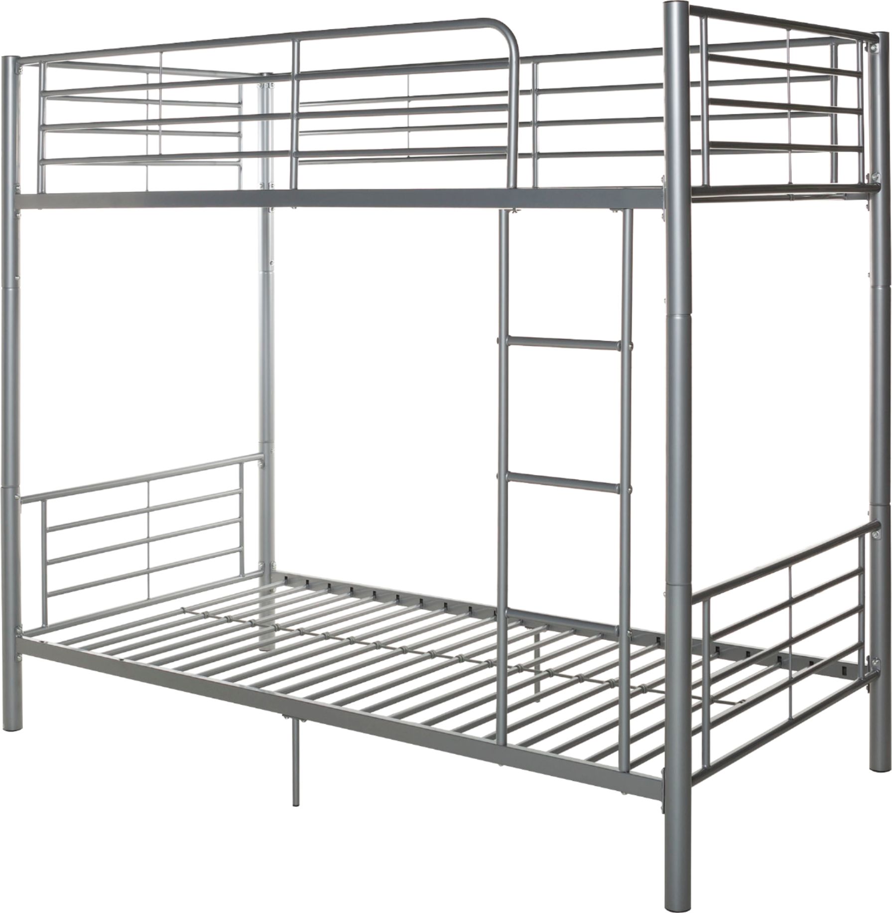 Left View: Walker Edison - Premium Twin over Twin Bunk Bed - Silver