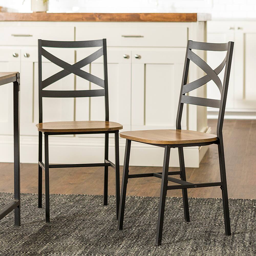 Best Buy: Walker Edison X-Back Metal and Wood Dining Chair (Set of 2 ...