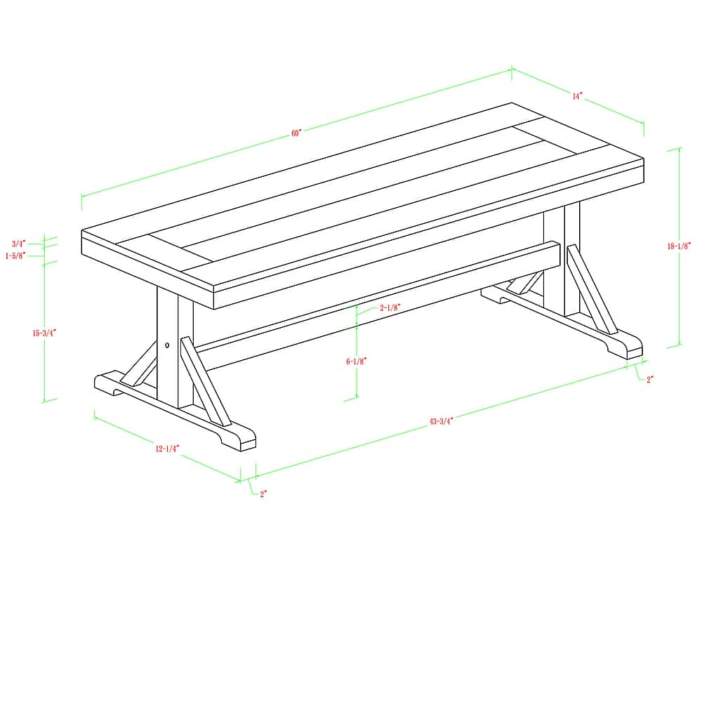 Best Buy: Walker Edison Millwright Wood Dining Bench Black BBBW1BL