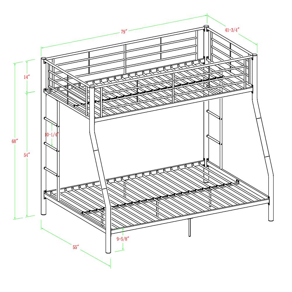 Best Buy: Walker Edison Modern Metal Twin over Full Bunk Bed Black BBTODBL