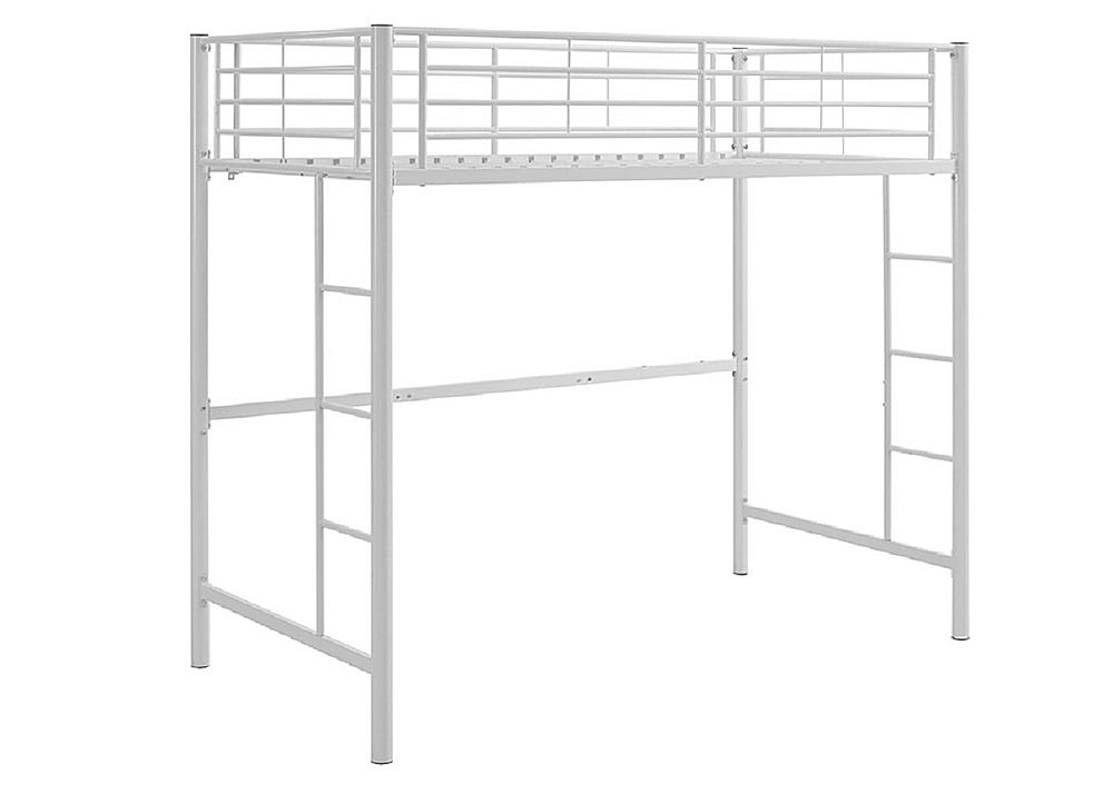 Angle View: Walker Edison - Modern Metal Twin Loft Bed Frame - White