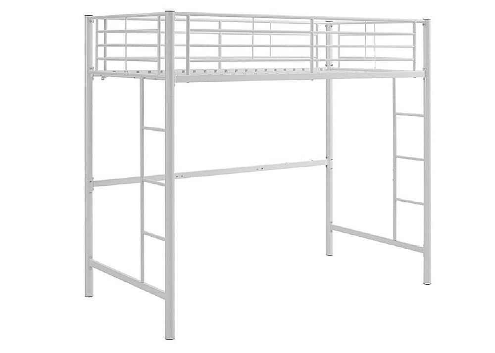 Angle View: Walker Edison - Modern Metal Twin Loft Bed Frame - White