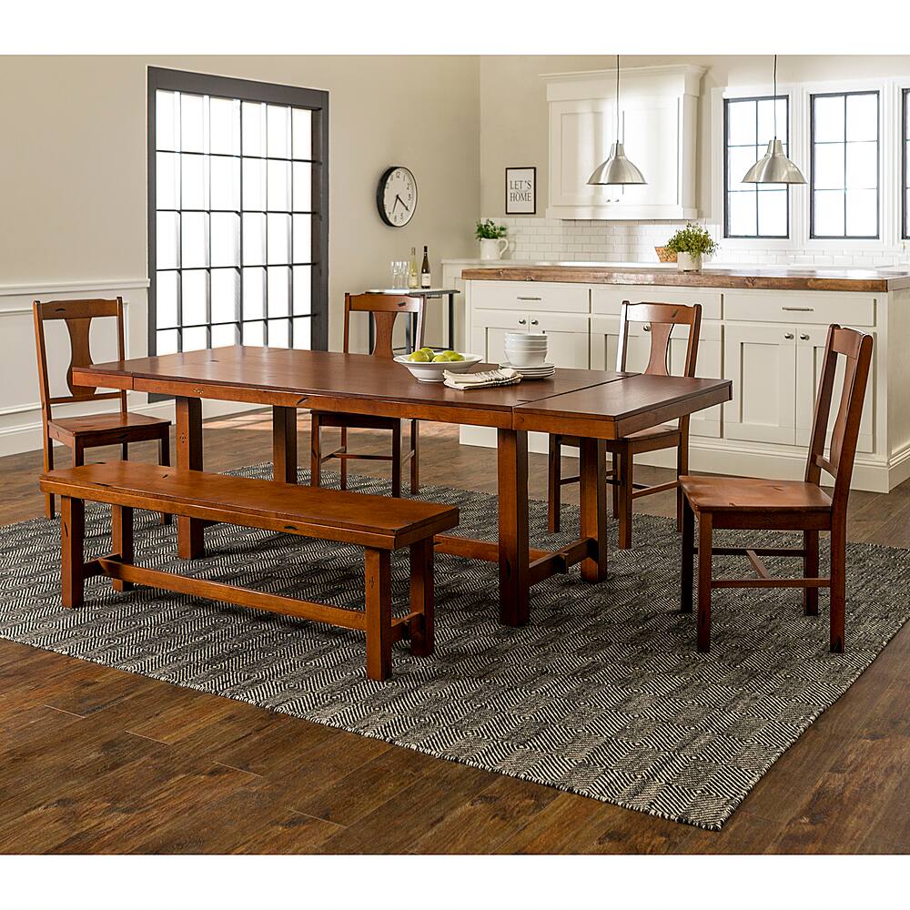 Best Buy: Walker Edison Huntsman 6-Piece Wood Dining Set Dark Oak BBC60H2DO
