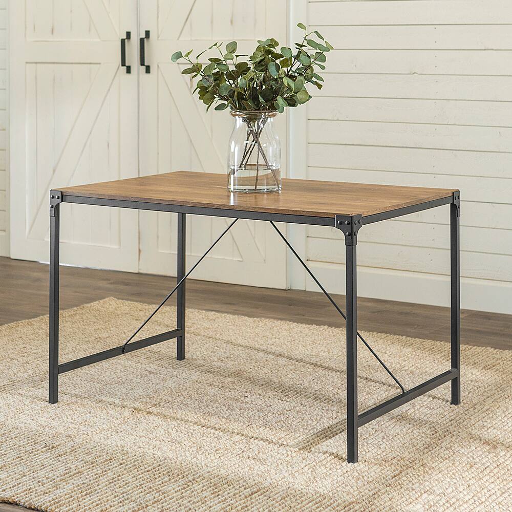 Best Buy Walker Edison 48" Angle Iron Wood Dining Table Barn wood