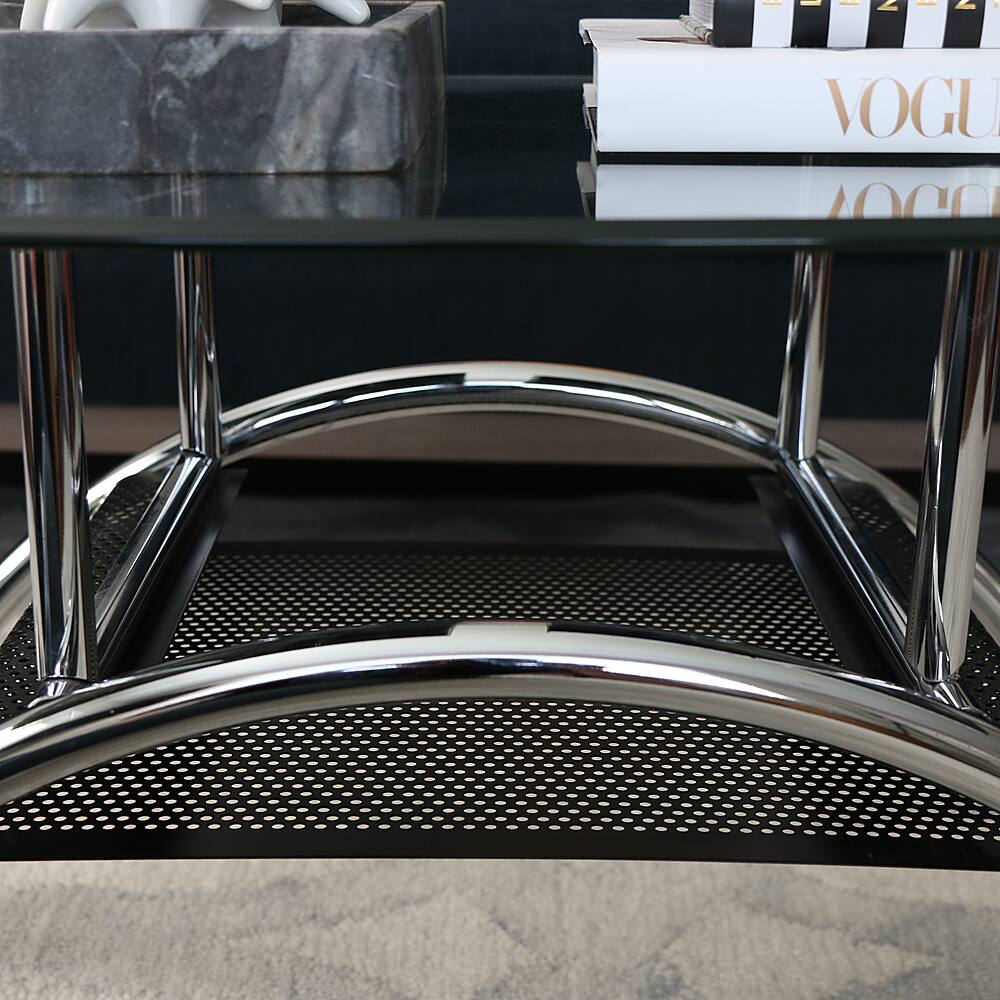 Best Buy Walker Edison Crescent 38" Black Mesh Coffee Table BBC42BM