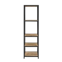 Walker Edison - X-frame Industrial Wood and Metal 4-Shelf Bookcase - Barnwood - Front_Zoom