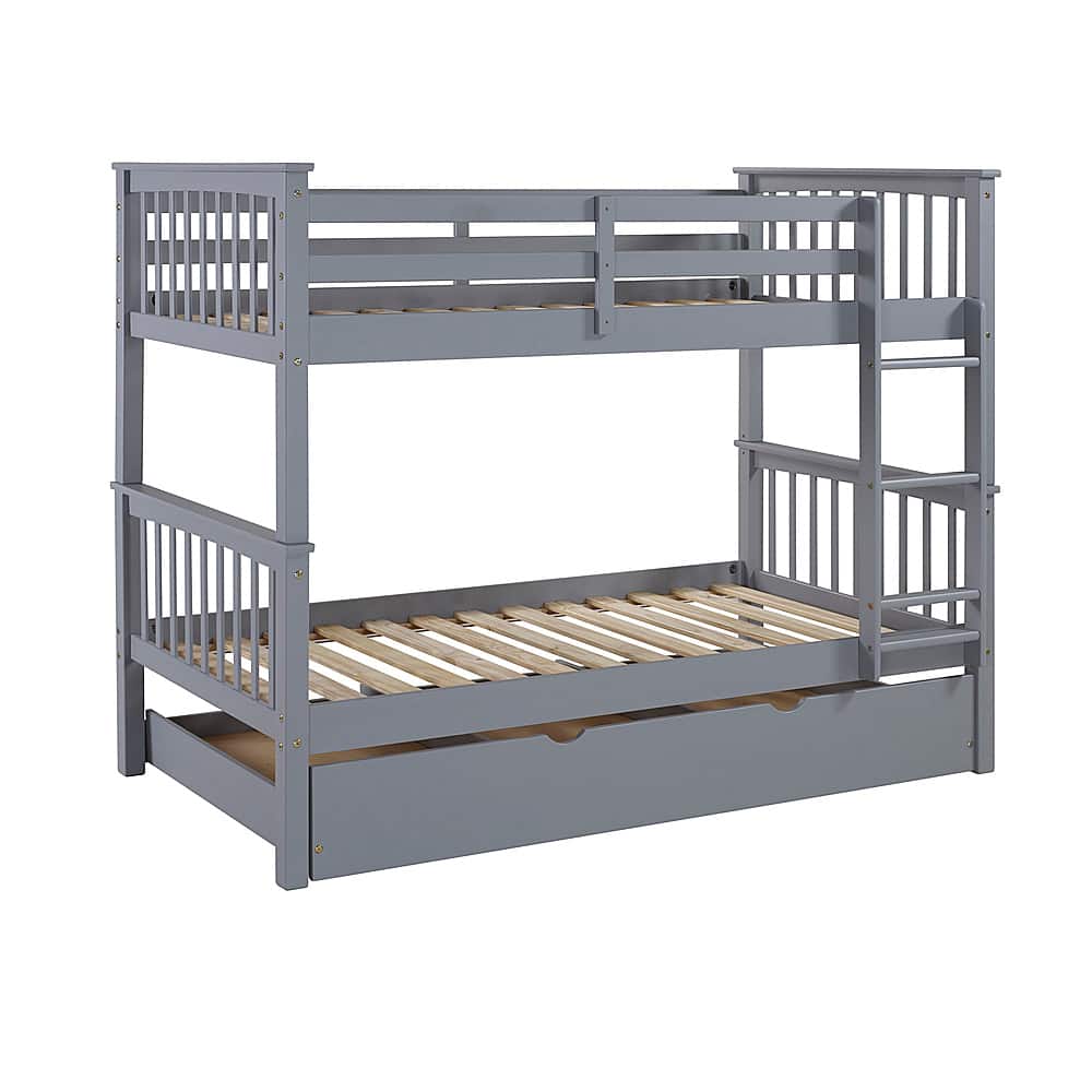 Best Buy Walker Edison Mission Style Twin Bunk with Trundle Bed BBWTOTMSGYTR