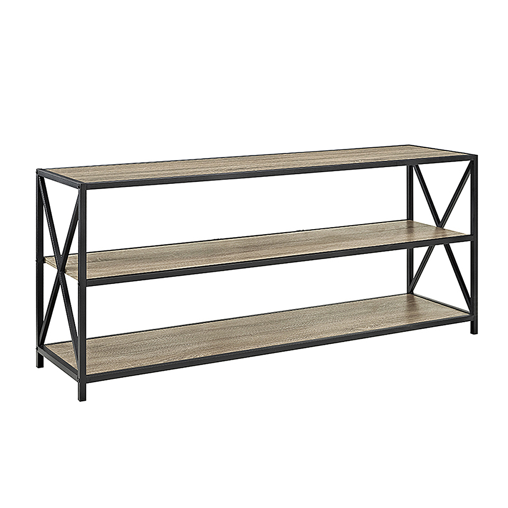 Angle View: Walker Edison - Industrial Metal and Wood 3-Shelf Bookcase - Driftwood
