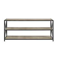 Walker Edison - Industrial Metal and Wood 3-Shelf Bookcase - Driftwood - Front_Zoom