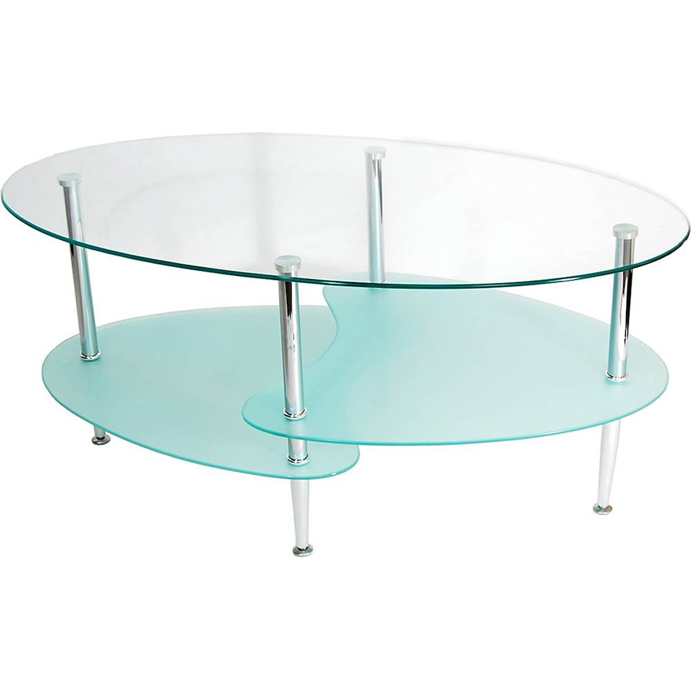 Walker Edison Wave Modern Metal and Glass Coffee Table Clear BBC38B4 - Best Buy
