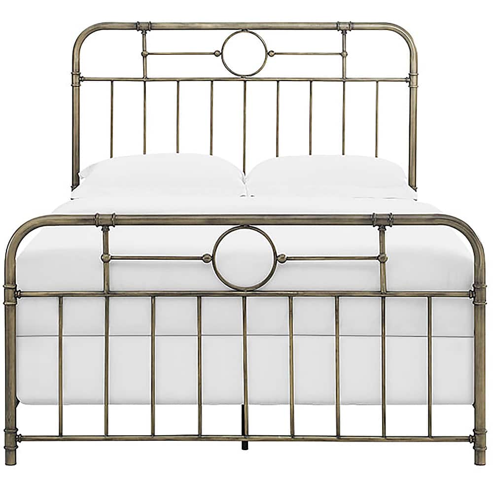 Walker Edison Queen Size Urban Industrial Metal Pipe Bed Frame Bronze