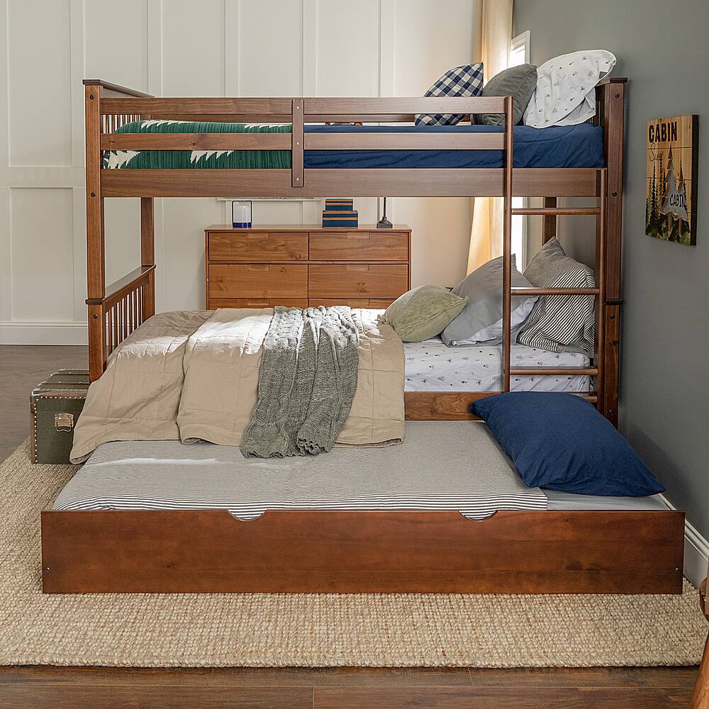 Best Buy Walker Edison Mission Style Twin Bunk with Trundle Bed BBWTOTMSWHTR