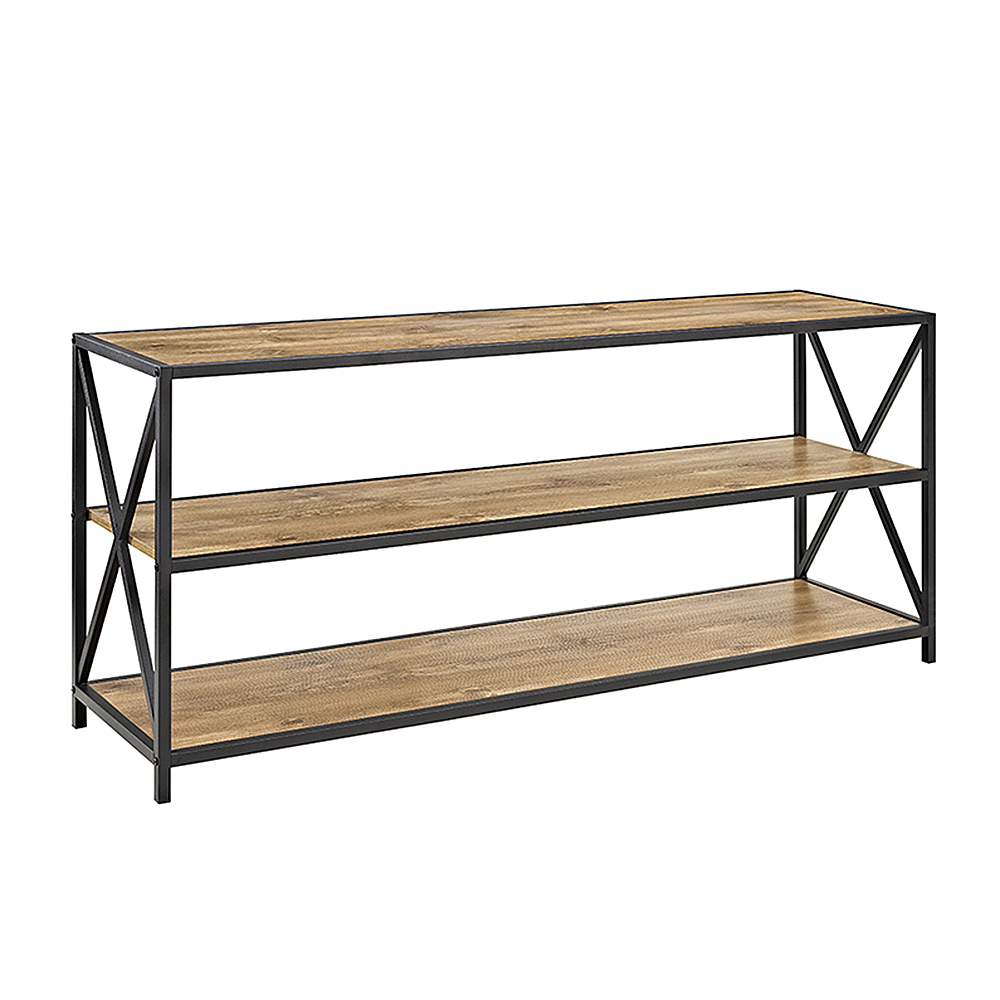 Angle View: Walker Edison - Industrial Metal and Wood 3-Shelf Bookcase - Barnwood