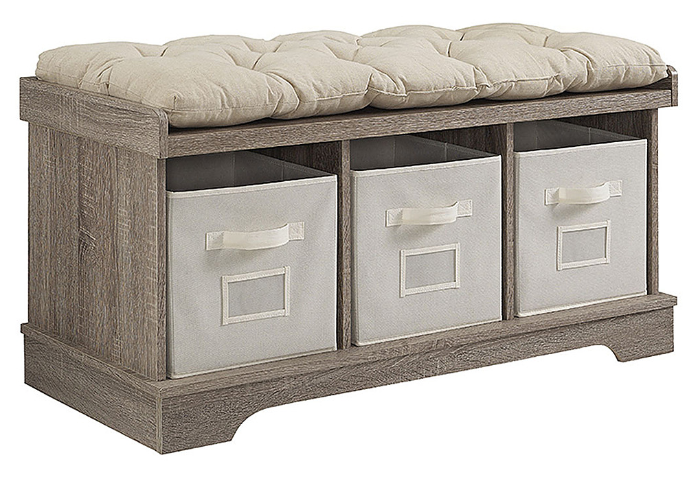Angle View: Simpli Home - Brooklyn Solid Wood 48 inch Wide Contemporary Entryway Storage Bench - Coffee Brown