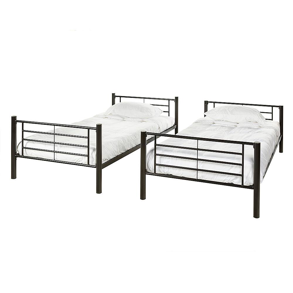 Best Buy Walker Edison Industrial Twin over Twin Metal Ladder Bunk Bed Black BBTOTBL