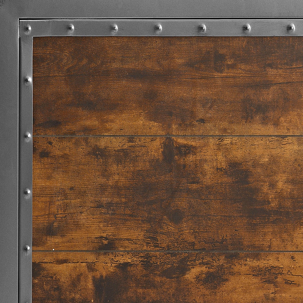 Alt View 18. Walker Edison - Rustic Industrial Queen Size Panel Bed Frame - Brown.