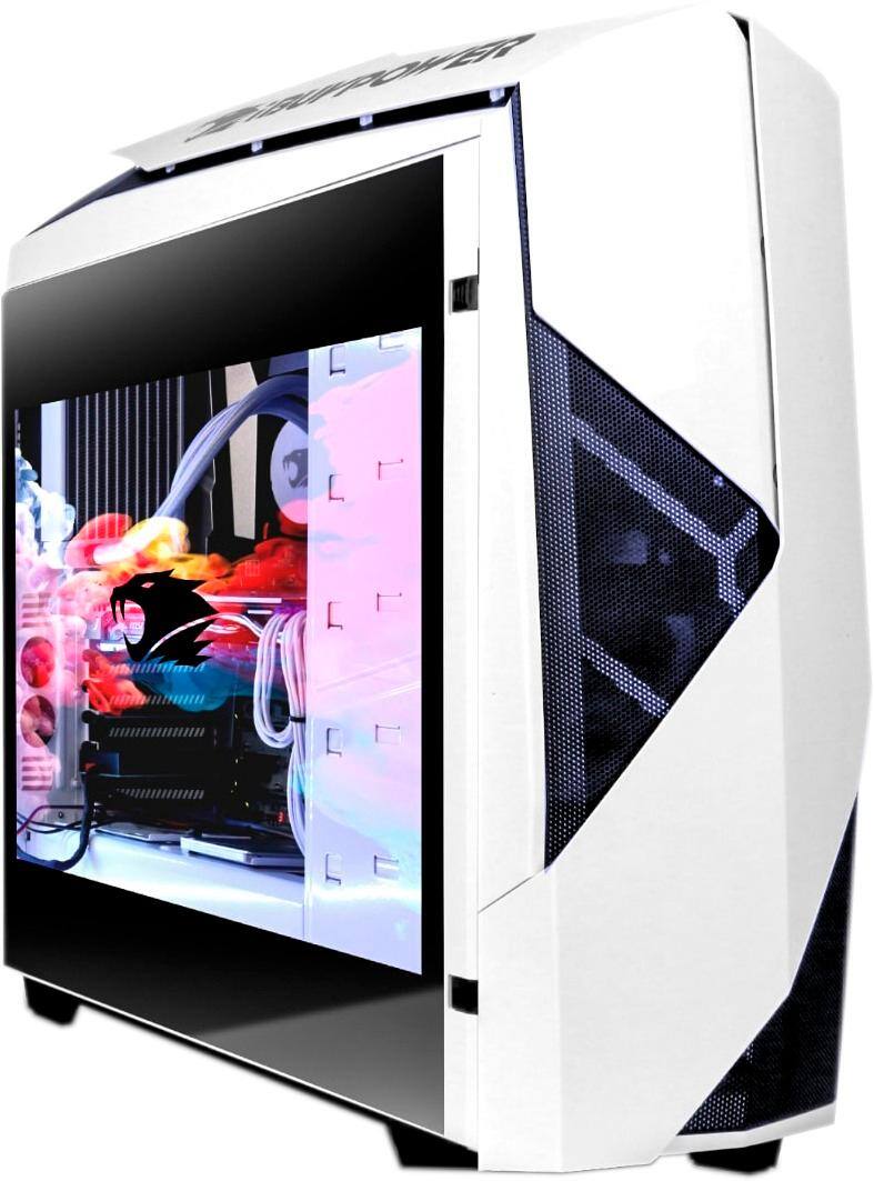 iBUYPOWER - Snowblind Desktop - Intel Core i7 - 16GB Memory - NVIDIA GeForce GTX 1070 - 240GB Solid State Drive + 2TB Hard Drive - Black/white - Angle