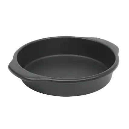 Front. Oster - Oster Teston Platinum Collection 9 Inch Nonstick Carbon Steel Cake Pan in Matte Black - Matte Black.