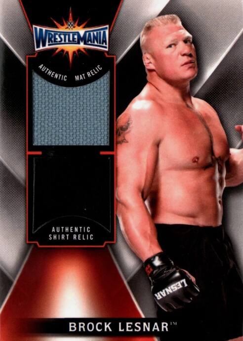 WRESTLEMANIA MANIA AUTHENTIC MAT RELIC AUTHENTIC SHIRT RELIC BROCK LESNAR
