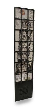 Zeckos - Leaning Tower of Pisa Postcard Motif Metal Wall Panel - Multicolored