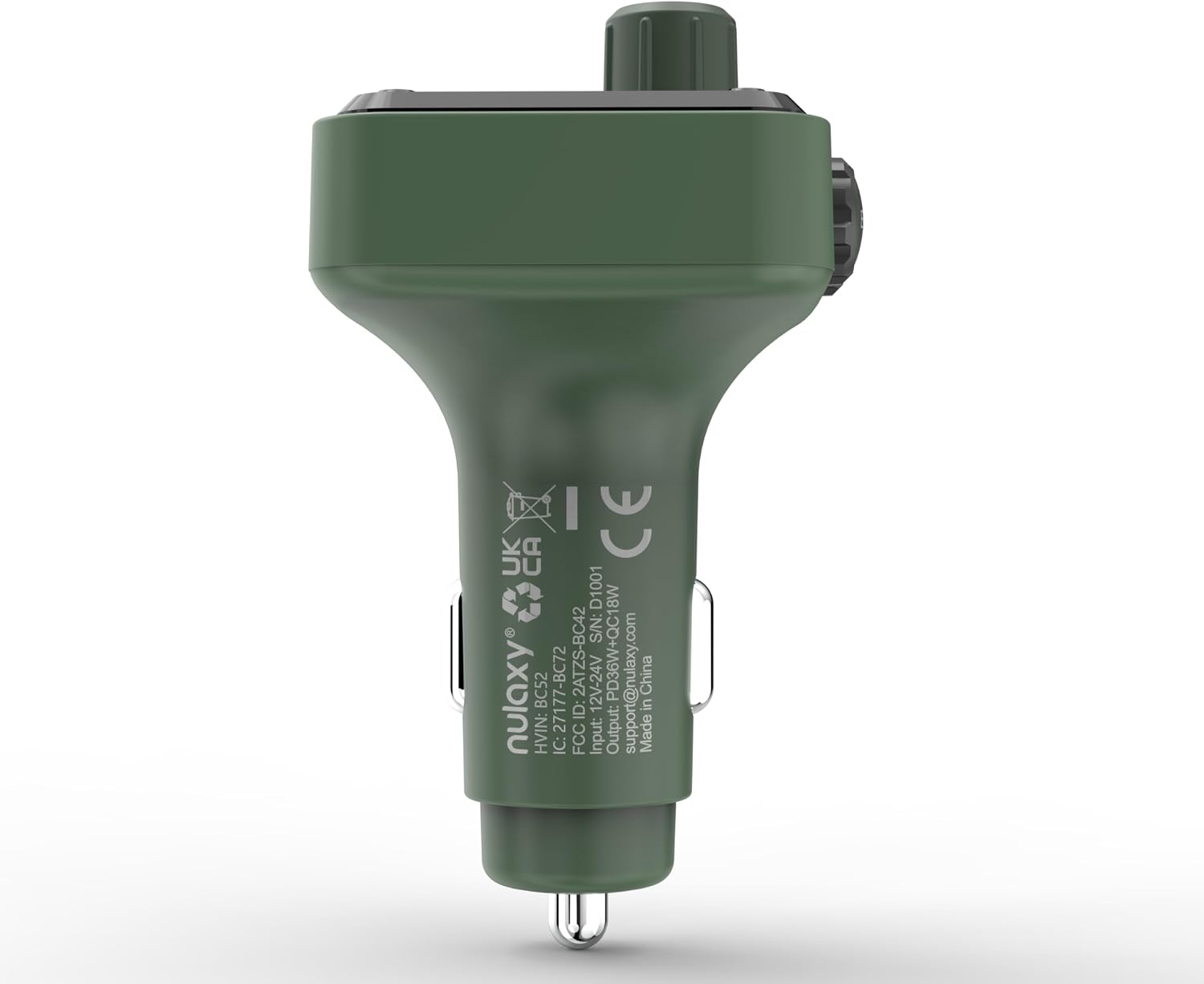 CE UK CA  
D1001  
S/N: 2ATZS-BC42  
12V-24V  
PD36W+QC18W  
support@nulaxy.com  
China  
nulaxy  
BC52  
27177-BC72  
ID:  
in  
HVIN:  
IC:  
FCC  
Input:  
Output:  
Made