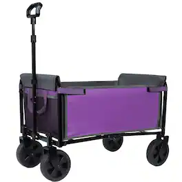 Mondawe - 3-in-1 Lightweight Collapsible Utility Carts - Wagon/Trunk Organizer/Pet Wagon w/ 360° All-Terrain Wheels - Purple