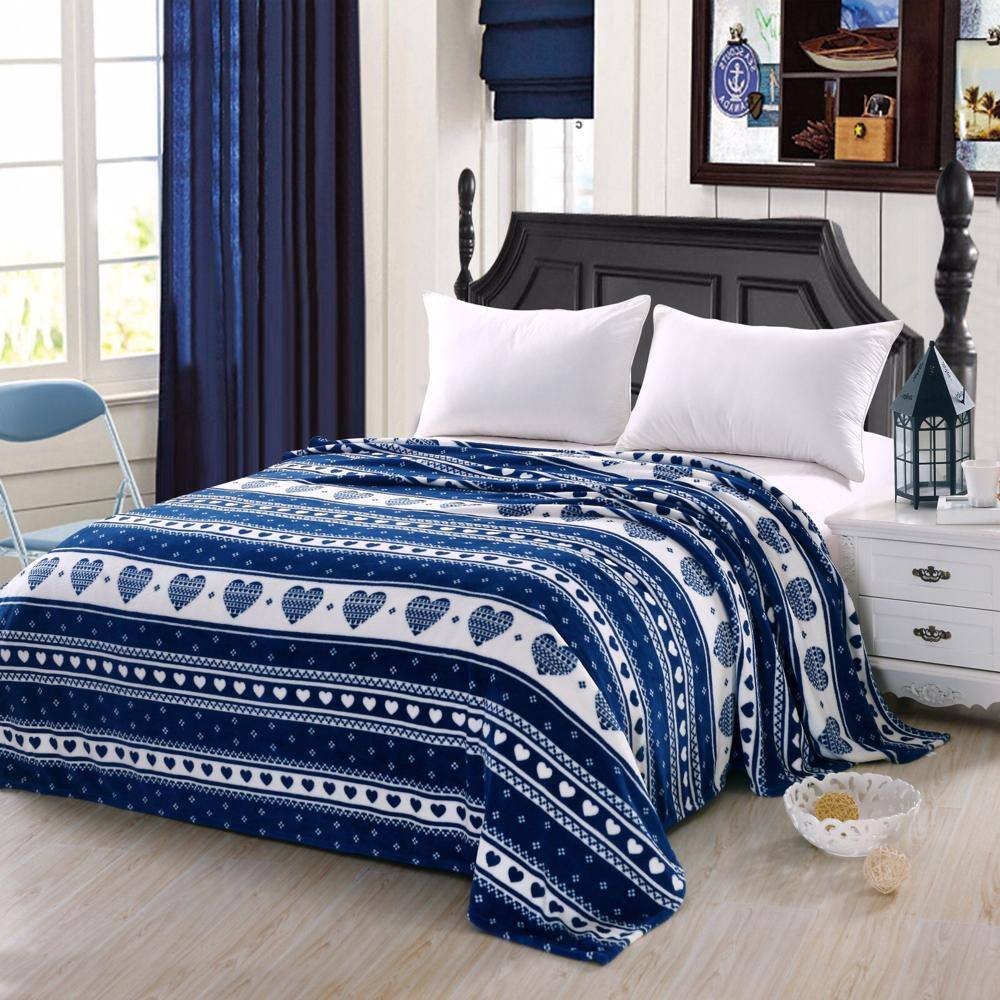 Alt View 2. Noble House - Heartfelt Valentine Micro Plush Blanket Navy - Queen 86 x 86 - Navy.