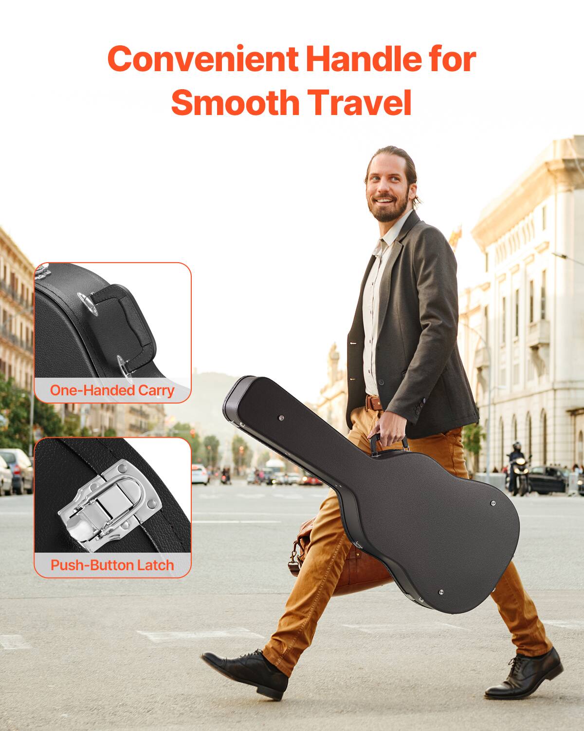 Convenient Handle for Smooth Travel

One-Handed Carry

Push-Button Latch