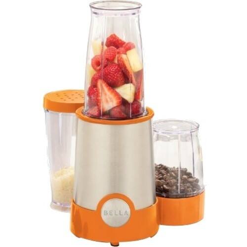 Front Standard. Bella - 12 Piece Rocket Blender - Orange, Stainless Steel.
