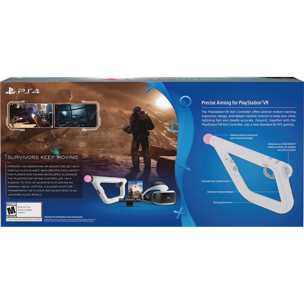 Used PS4 Bundle VR Headset Farpoint Aim Controller Psvr Doom Camera 2 Move  Motion Controllers (Used) 