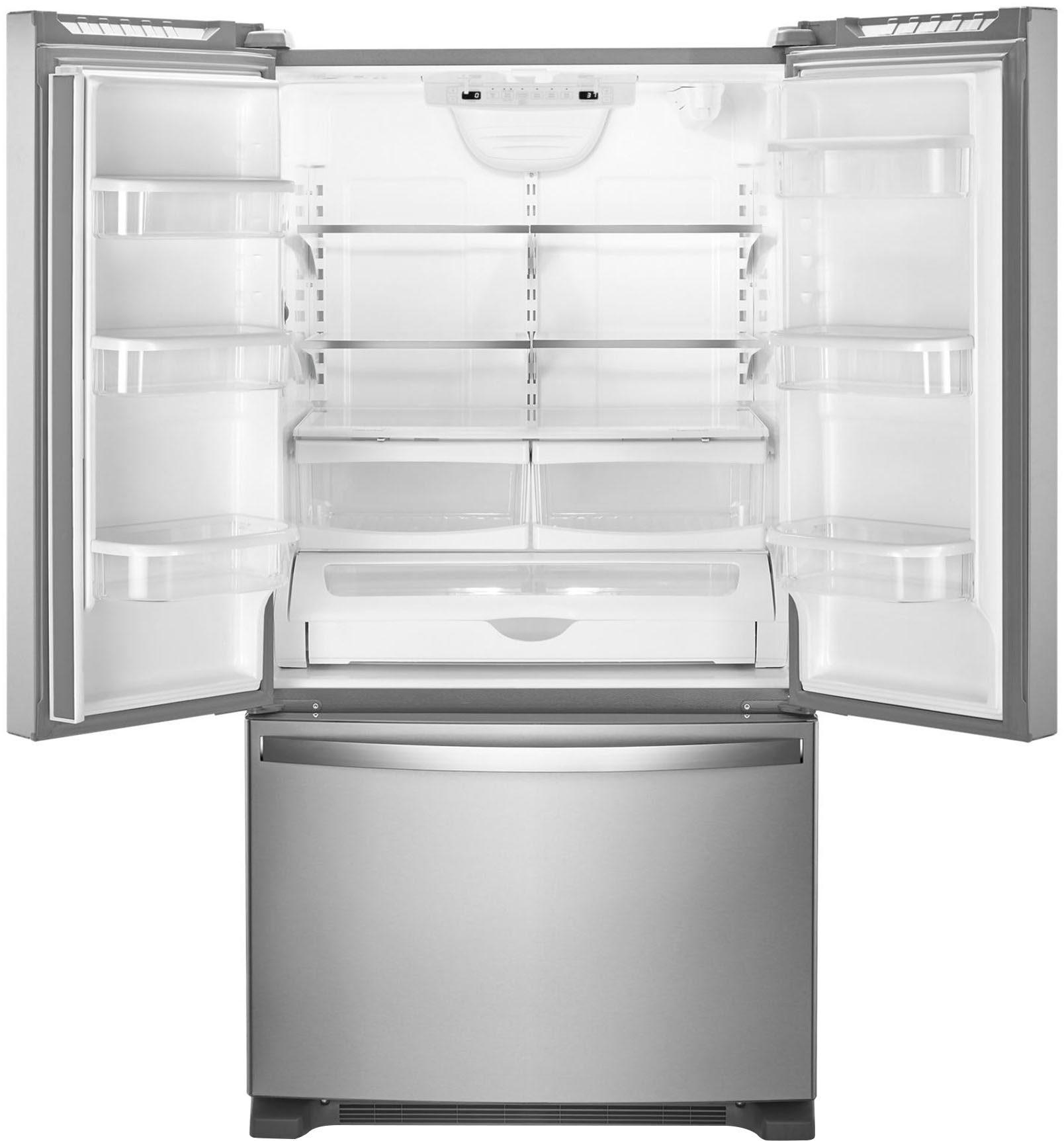 Angle View: Whirlpool - 25.2 Cu. Ft. French Door Refrigerator with Internal Water Dispenser - Stainless Steel