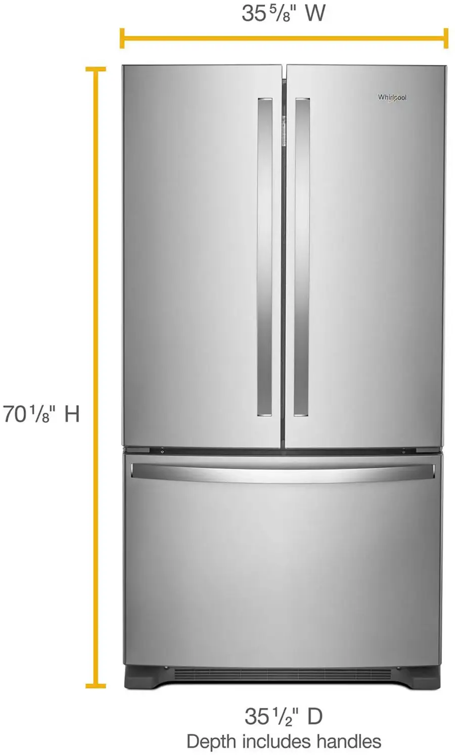 Alt View 2. Whirlpool - 25.2 Cu. Ft. French Door Refrigerator with Internal Water Dispenser - Stainless Steel.