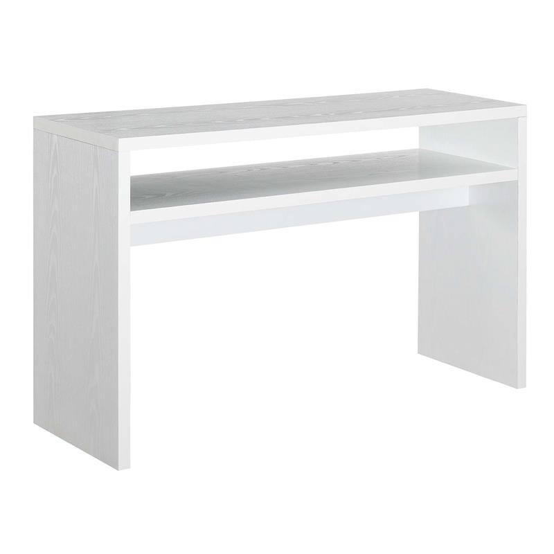 Angle. Hivvago - Modern FarmHome White Sofa Table Console Table with Bottom Shelf - White.