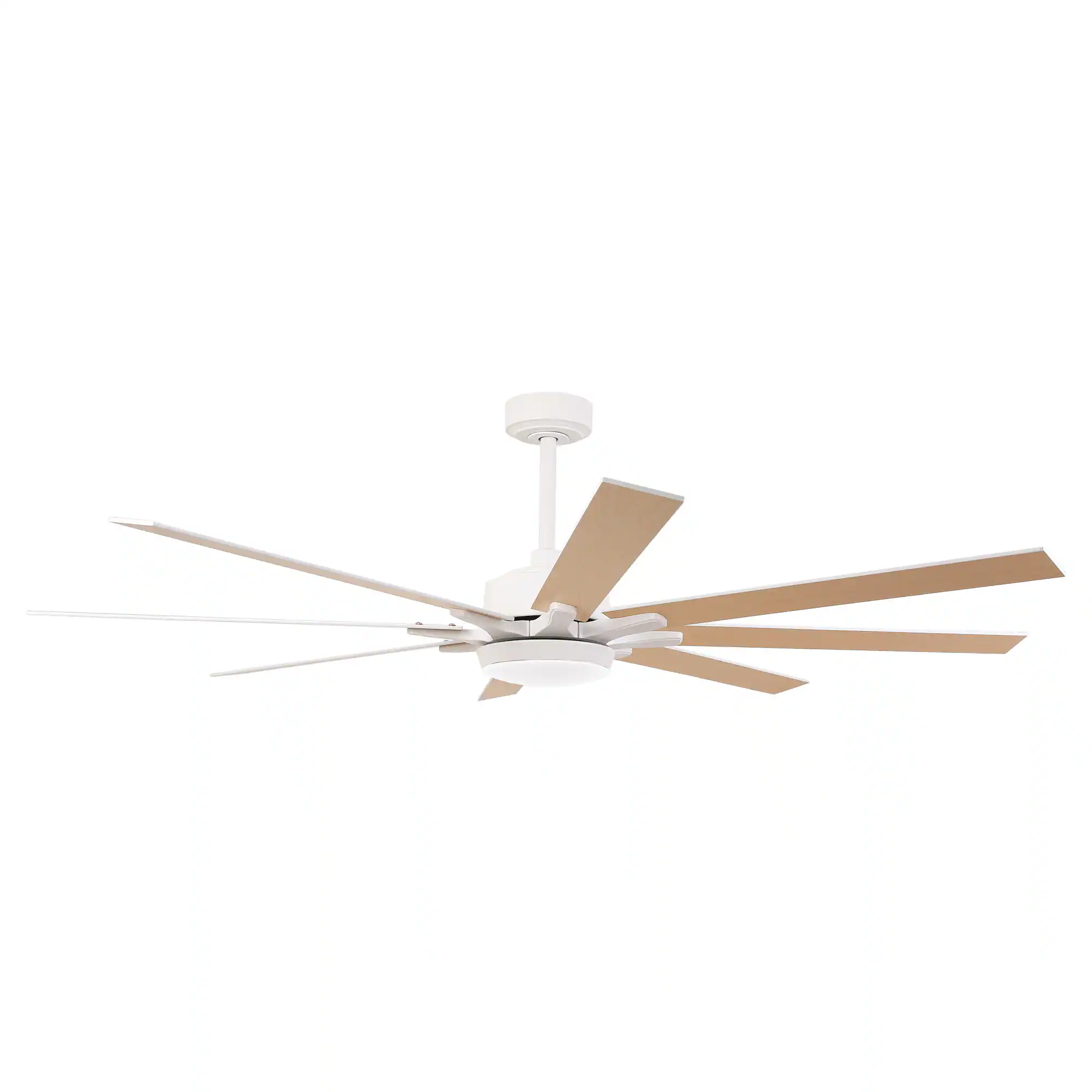 Alt View 5. Parrot Uncle - 65-Inch Modern Reversible Dimmable Large Ceiling Fan with Light and Remote - White.