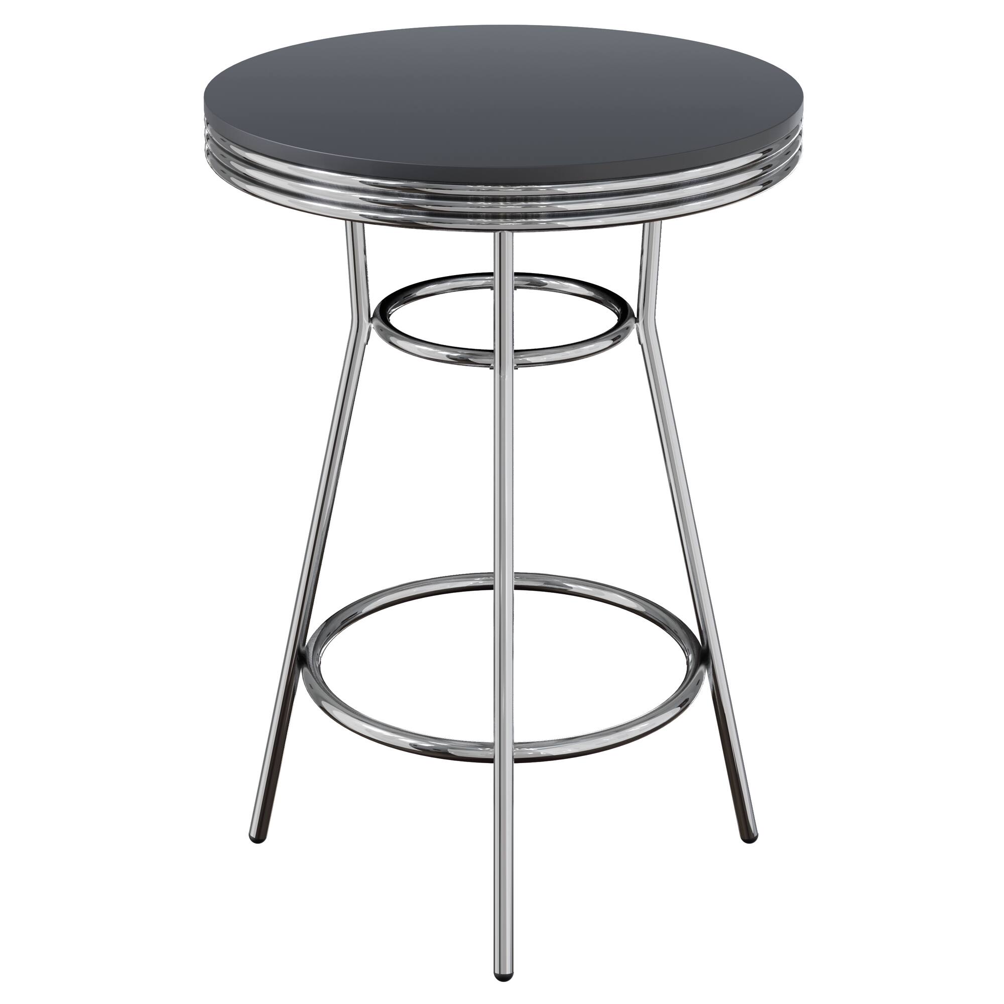 Alt View 4. Winsome Wood - Summit Round High Table - Black/Bright Chrome.