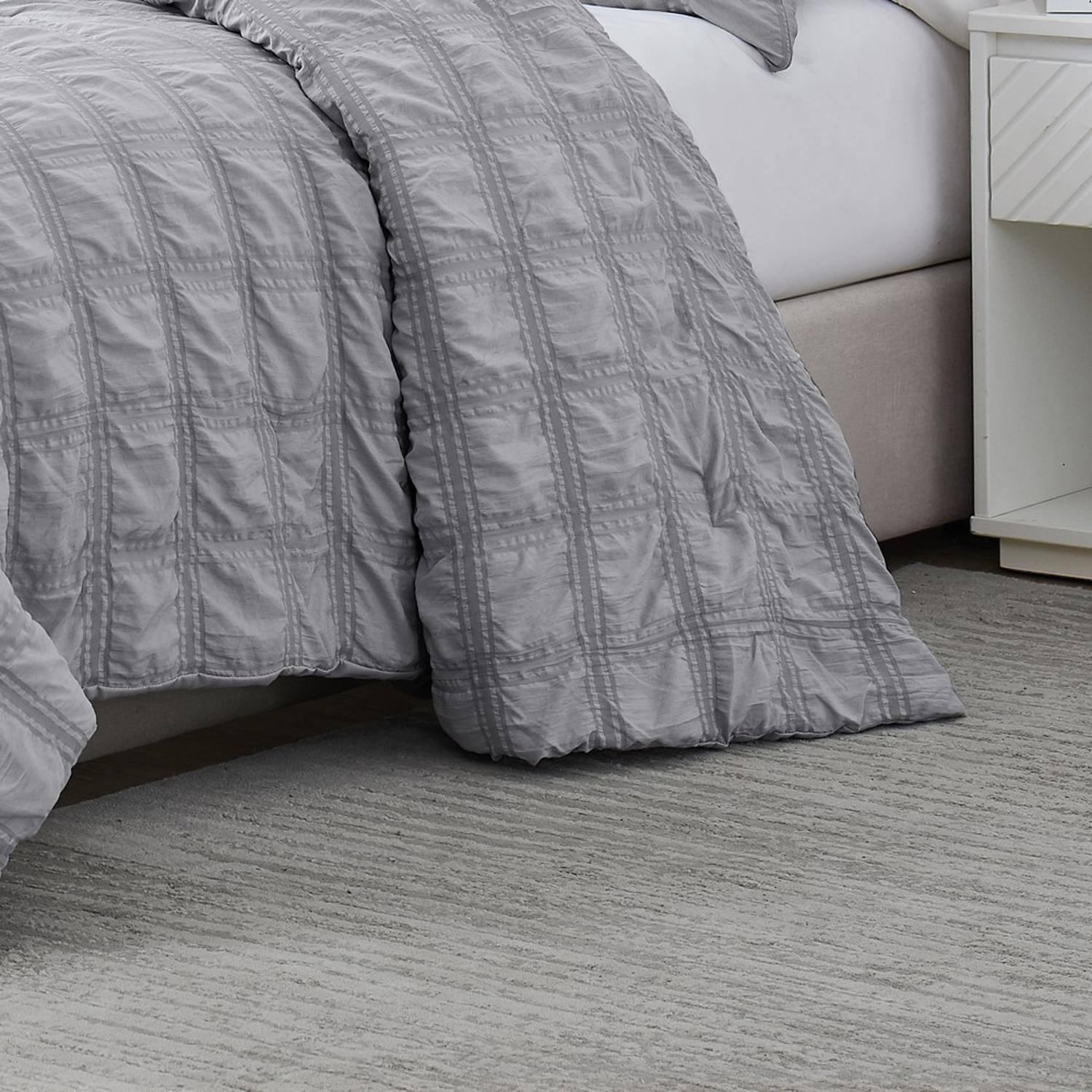 Alt View 1. RT Designers Collection - Ramallah Eliza Seersucker Comforter Set - 4-Piece - Queen 86x86", Grey - grey.