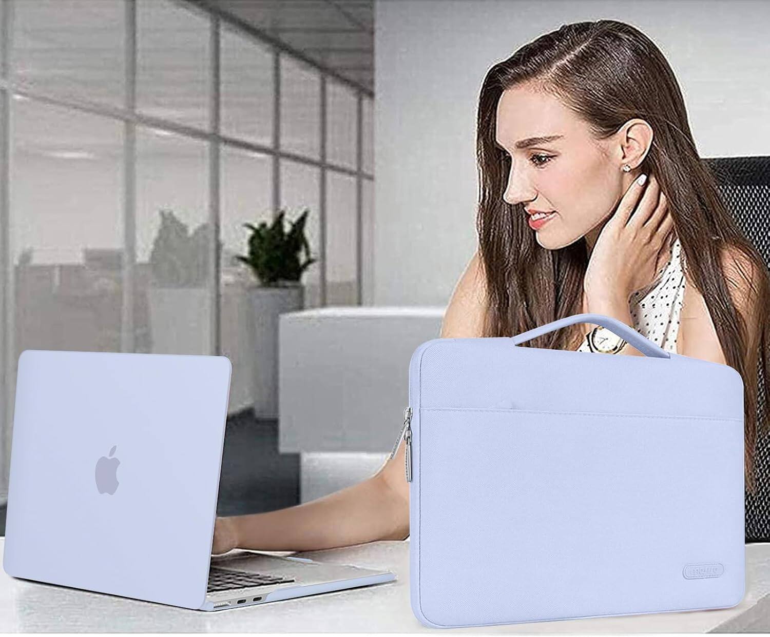 Alt View 2. mosiso - 5in1 Kit for MacBook Air 13-Inch M5 M4 M3 M2 2022-2026, Hard Shell&Sleeve Bag&Keyboard Skin&Webcam Cover&Screen Film - Pastel Blue.