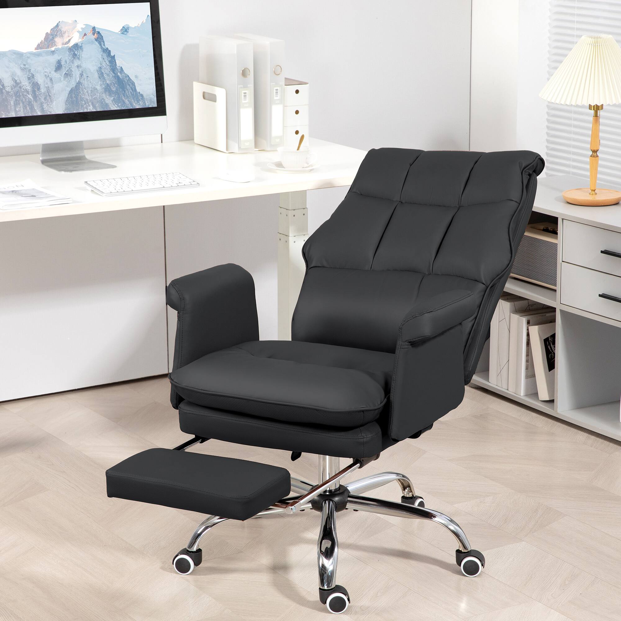 Alt View 1. Homcom - Reclining Executive Chair with Footrest and Swivel Base - Black.