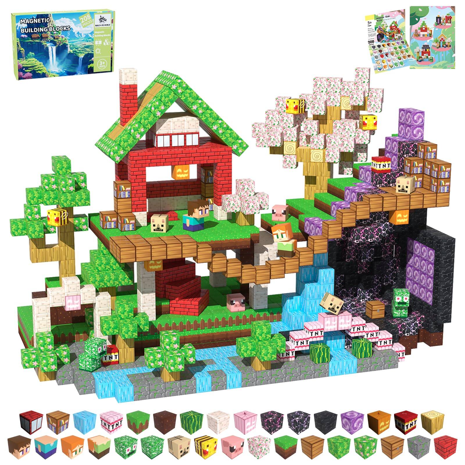 Leash Valley 100 Magnetic Blocks Building Toys For Stacking Stem ...