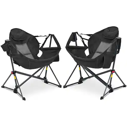 Front. Ainfox - Ainfox 2 PACK Oversized Camping Folding Chair, Portable Heavy Duty Swing Chair Hammock - black.