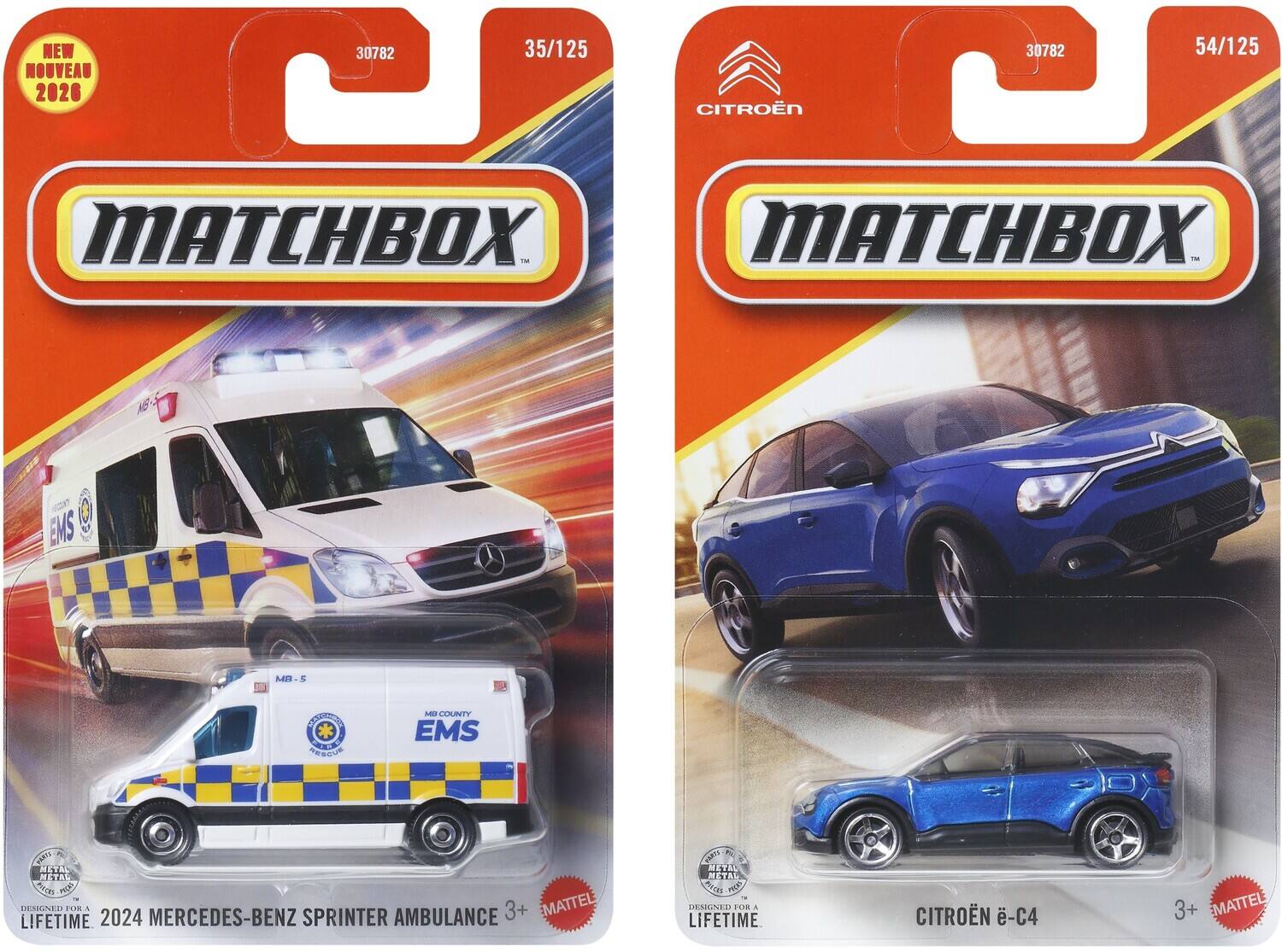NEW 30782 35/125 30782 54/125 NOUVEAU C 2020 CITROËN MATCHBOX - MATCHBOX - EMS ME-S S S PRECUE - COUNTY EMS ARE NETA WETAL FON PA DEAILNED FOR a 2024 MERCEDES-BENZ SPRINTER AMBULANCE 3+ MATTEL LIFETIME MU METAL METAS FOS a Ap DMASEL FOR a LIFETIME CITROËN -C4 3+ EMATTEL