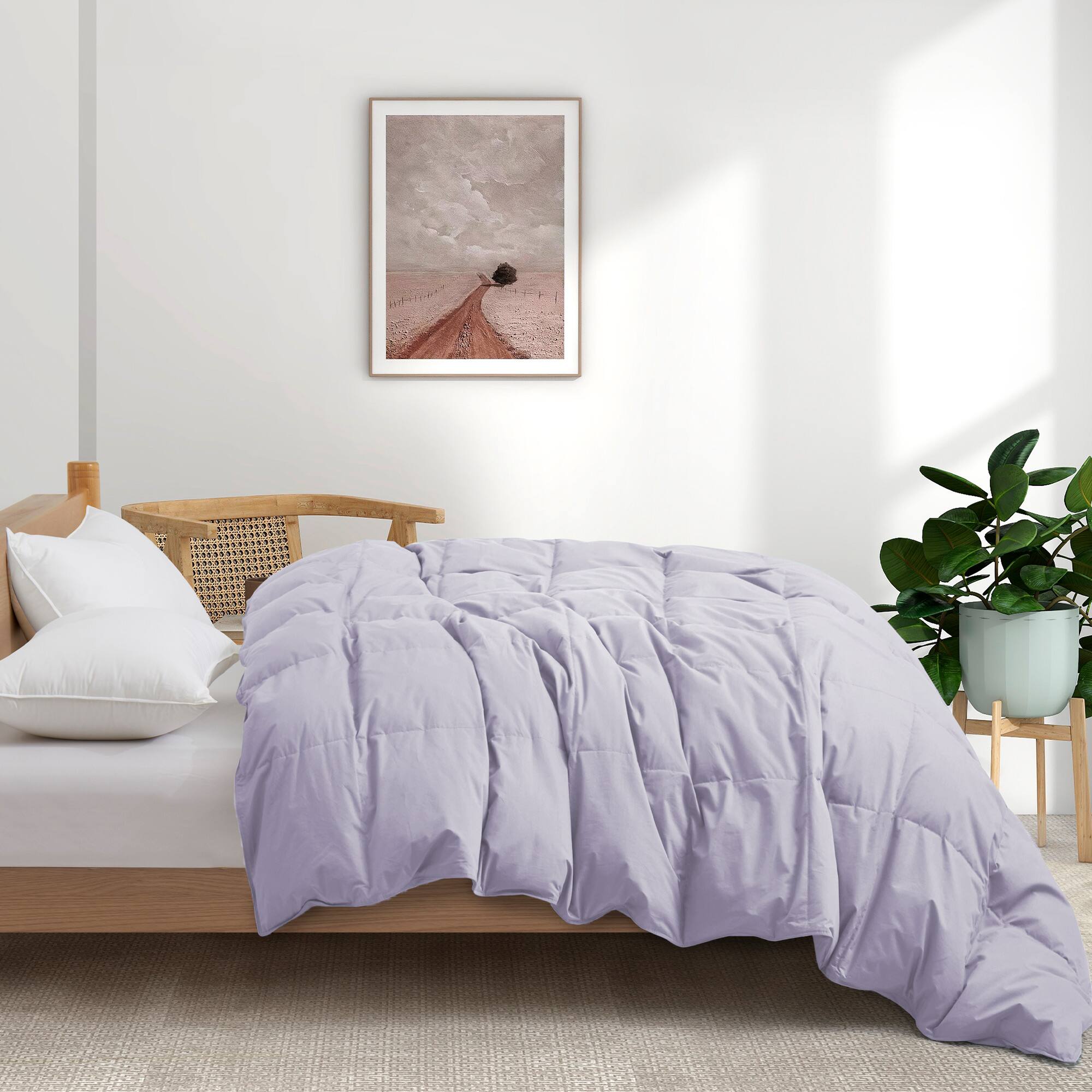 Alt View 1. Puredown - Puredown Luxurious 300TC 100% Organic Cotton Down Feather Fiber Comforter, Purple, Full/Queen - Purple.